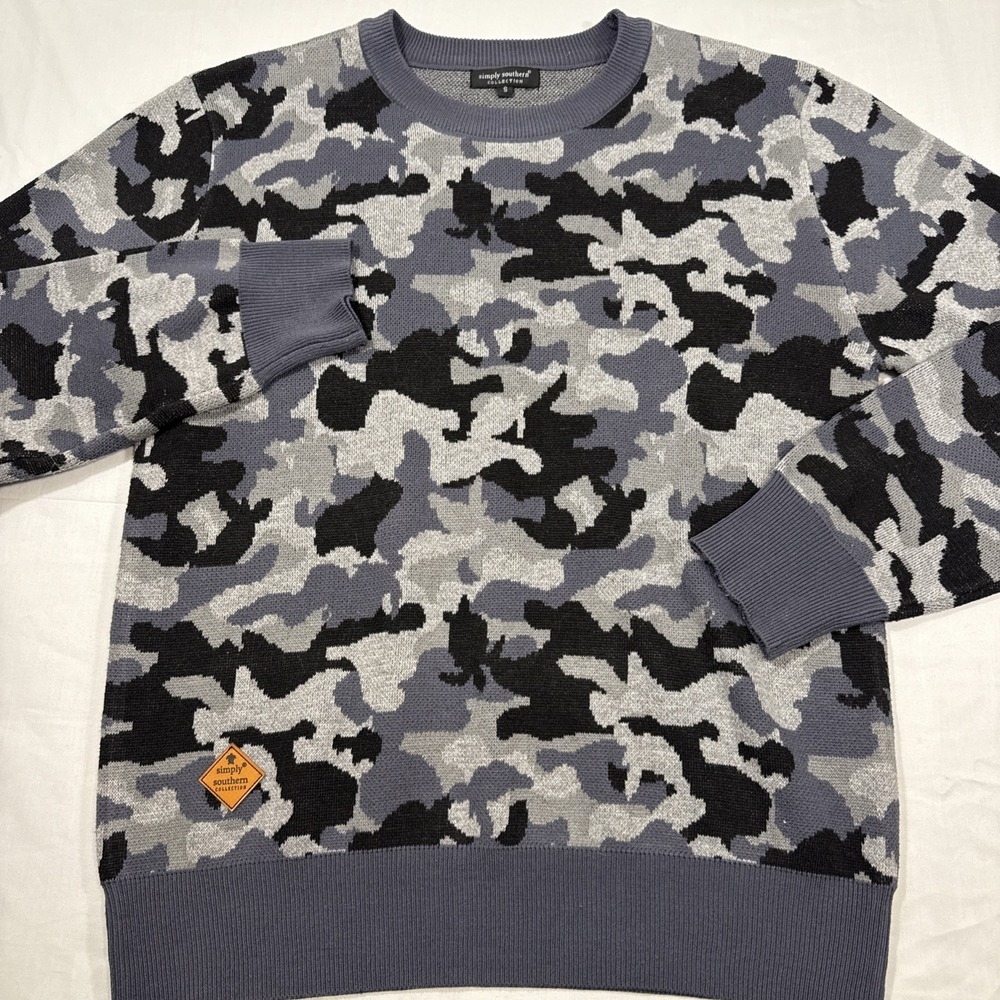 Sweater sweatshirt WOMEN SM CAMO CAMOFLAGE SIMPLY SOUTHERN FUZZY CREW NECK‎